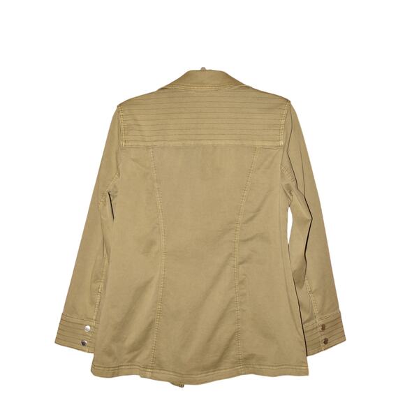 CHICO'S $109 Sage Green Elongated Zip Moto Jacket Chico's 1 / US Medium - Picture 3 of 4